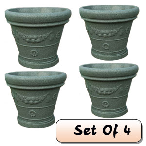 Garden Planters In Green Marble X 4