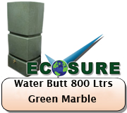 Ecosure Tall Water Butt 800 Litres Green Marble