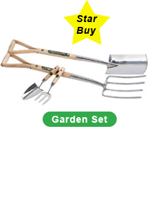 Stainless Steel Fork/Spade Set + Trowel and Fork