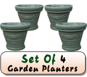 Garden Planters In Green Marble X 4