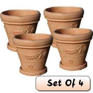 Garden Planters In Terracotta Wash X 4 